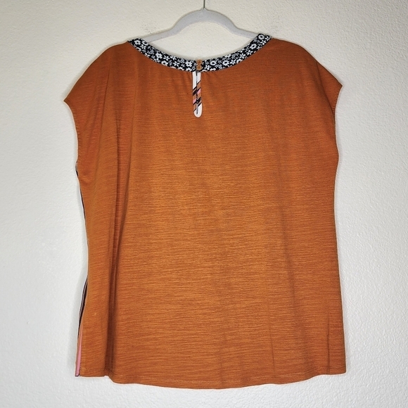 Anthropologie Porridge Orange Stripe Cap Sleeve Blouse L - Picture 4 of 7
